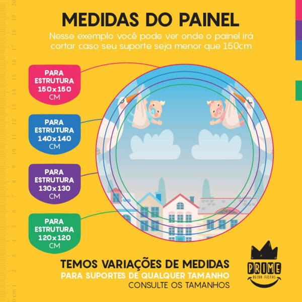 Painel Redondo 3D Chá Revelação Tecido Sublimado - Image 4