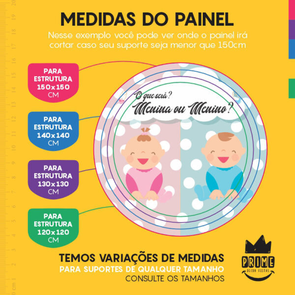 Painel Redondo 3D Chá Revelação Tecido Sublimado - Image 4