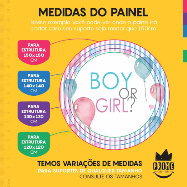 Painel Redondo 3D Chá Revelação Boy ou Girl Tecido Sublimado - Image 4