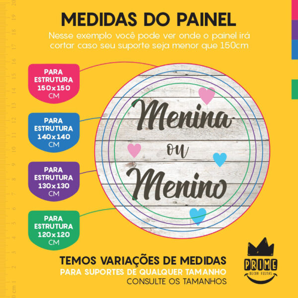 Painel Redondo 3D Chá Revelação Tecido Sublimado - Image 4