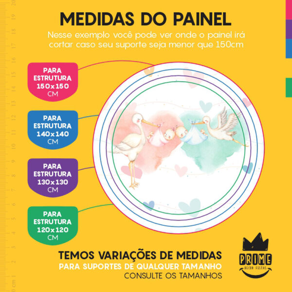 Painel Redondo 3D Chá Revelação Tecido Sublimado - Image 4