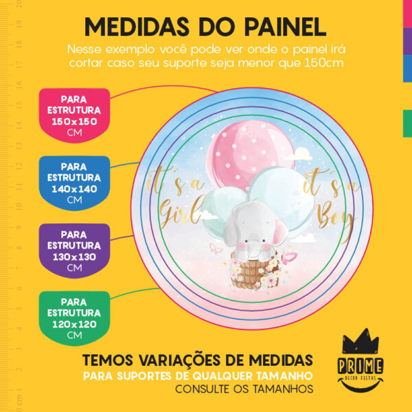 Painel Redondo 3D Chá Revelação Tecido Sublimado - Image 4