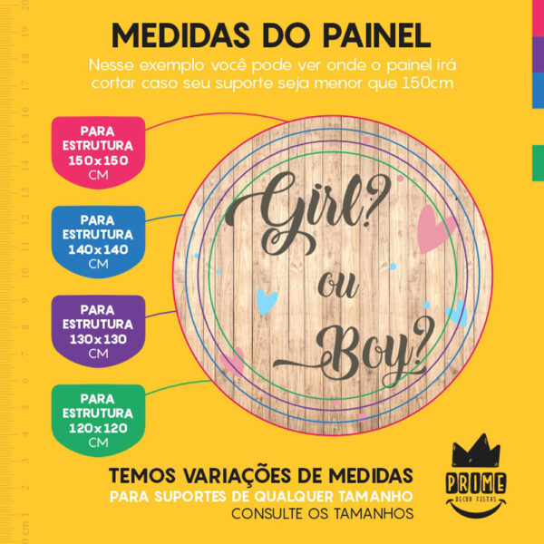 Painel Redondo 3D Chá Revelação Tecido Sublimado - Image 4