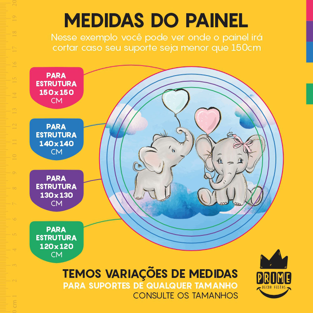 Painel Redondo 3D Chá Revelação Tecido Sublimado - Imagem 4