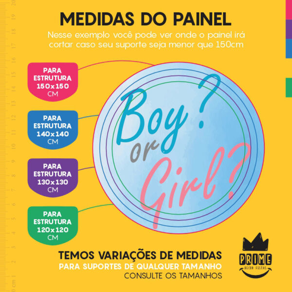 Painel Redondo 3D Chá Revelação Boy ou Girl Tecido Sublimado - Image 4