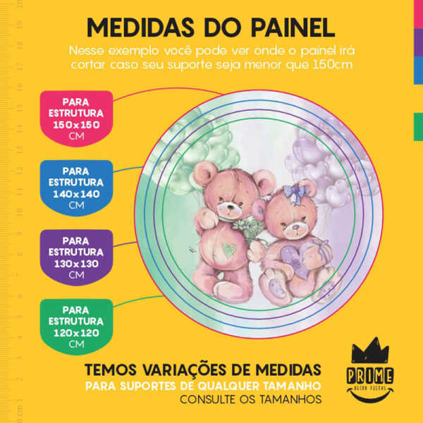Painel Redondo 3D Chá Revelação Tecido Sublimado - Image 4