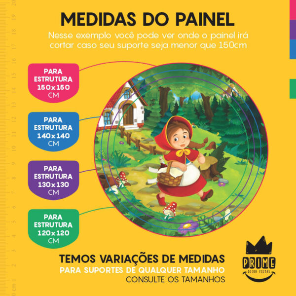 Painel Redondo 3D Chapeuzinho Vermelho Tecido Sublimado - Image 4