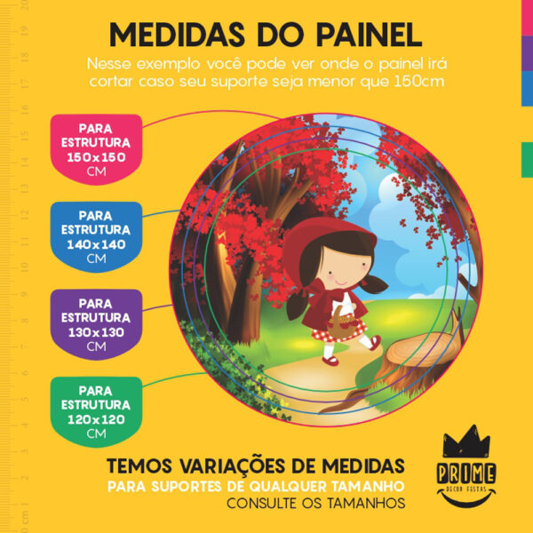Painel Redondo 3D Chapeuzinho Vermelho Tecido Sublimado - Image 4