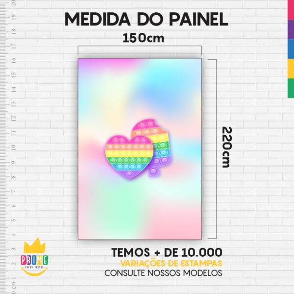Painel de Festa Retangular 3D Pop It Candy Casadinho 1,50m x 2,20m - Image 3