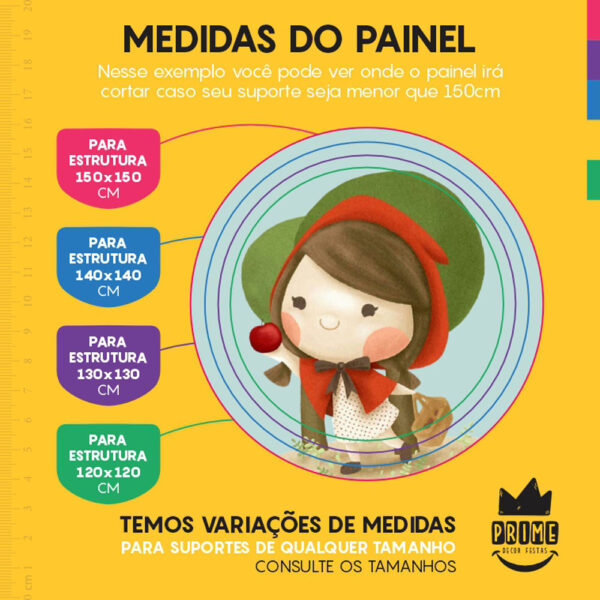 Painel Redondo 3D Chapeuzinho Vermelho Tecido Sublimado - Image 4
