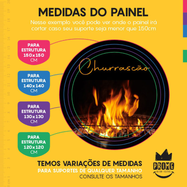 Painel Redondo 3D Churrasco Tecido Sublimado - Image 4