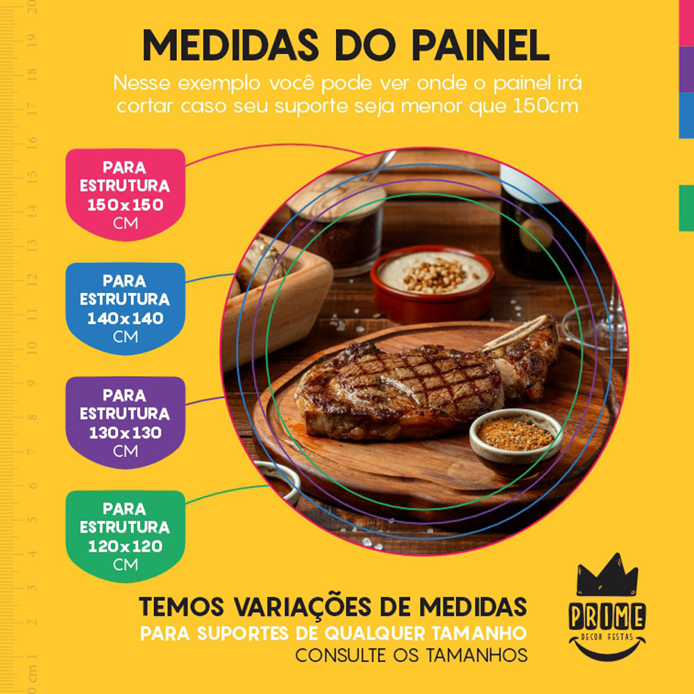 Painel Redondo 3D Churrasco Tecido Sublimado - Imagem 4
