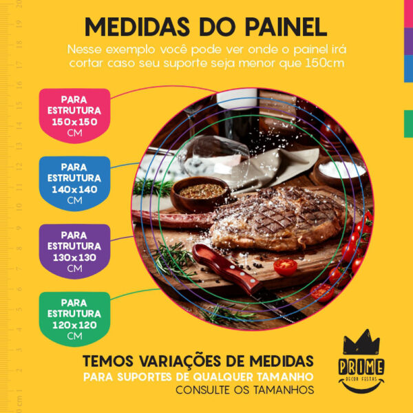 Painel Redondo 3D Churrasco Tecido Sublimado - Image 4