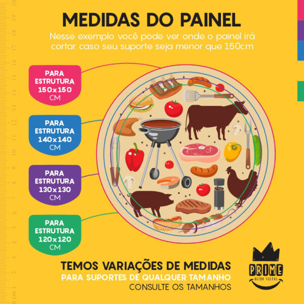 Painel Redondo 3D Churrasco Tecido Sublimado - Image 4