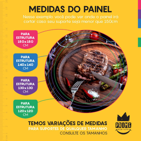 Painel Redondo 3D Churrasco Tecido Sublimado - Image 4