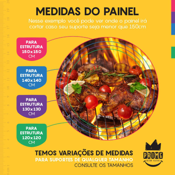 Painel Redondo 3D Churrasco Tecido Sublimado - Image 4
