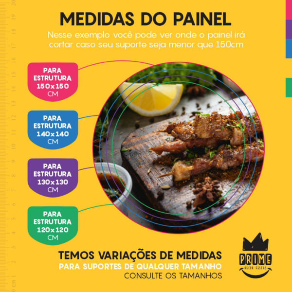 Painel Redondo 3D Churrasco Tecido Sublimado - Image 4