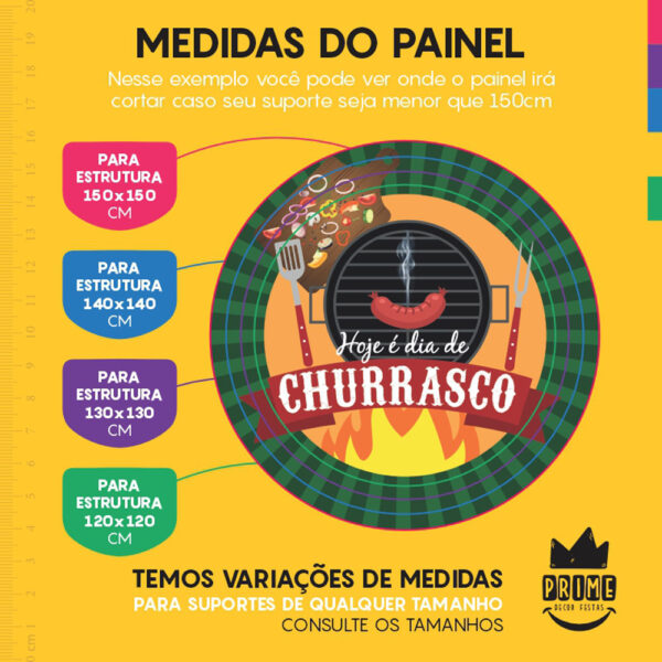 Painel Redondo 3D Churrasco Tecido Sublimado - Image 4