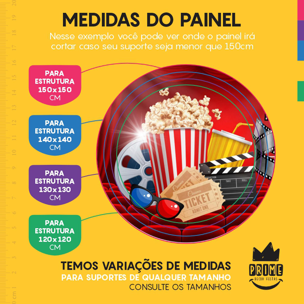 Painel Redondo 3D Cinema Tecido Sublimado - Imagem 4