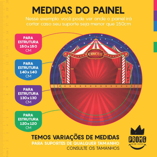 Painel Redondo 3D Circo Tecido Sublimado - Image 4