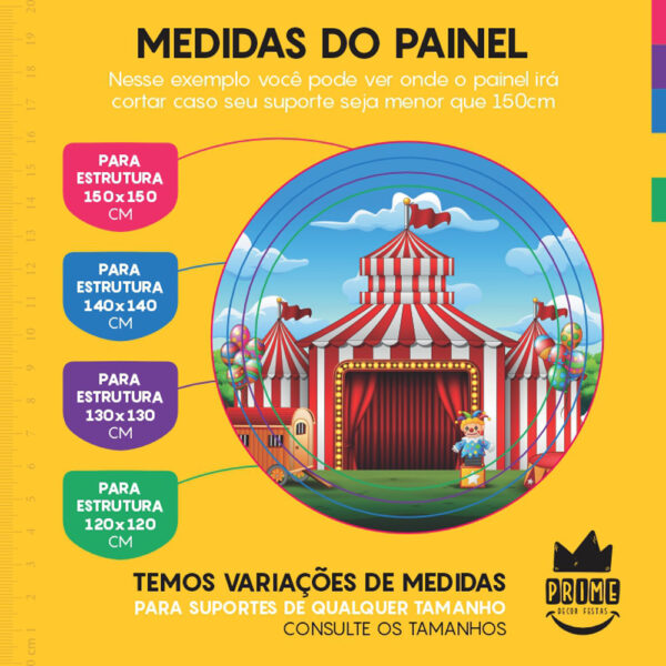 Painel Redondo 3D Circo Tecido Sublimado - Image 4
