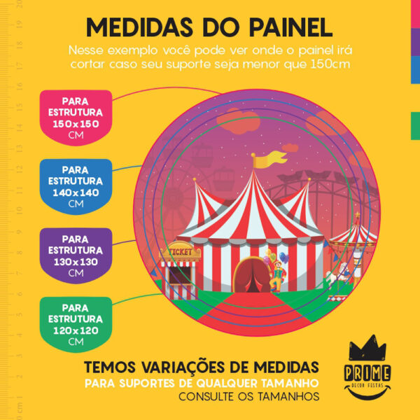 Painel Redondo 3D Circo Tecido Sublimado - Image 4