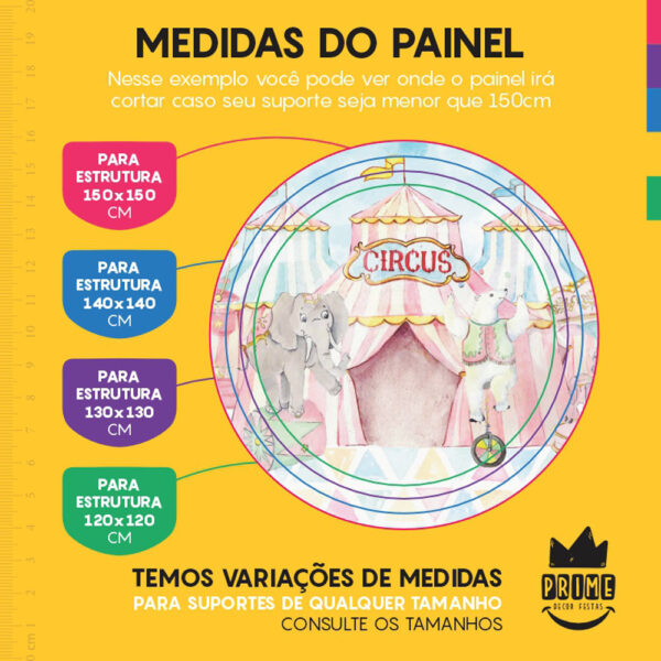 Painel Redondo 3D Circo Rosa Tecido Sublimado - Image 4