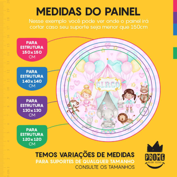 Painel Redondo 3D Circo Rosa Tecido Sublimado - Image 4