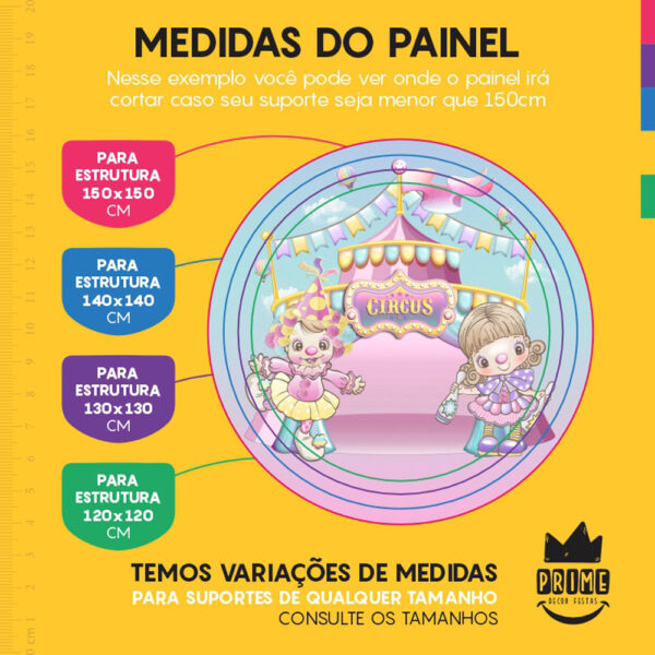 Painel Redondo 3D Circo Rosa Tecido Sublimado - Image 4