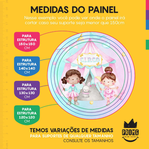 Painel Redondo 3D Circo Rosa Tecido Sublimado - Image 4