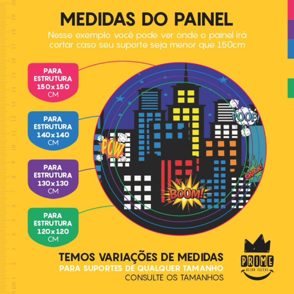 Painel Redondo 3D Comic Tecido Sublimado - Image 4