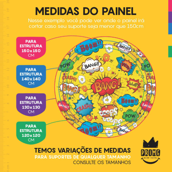 Painel Redondo 3D Comic Tecido Sublimado - Image 4