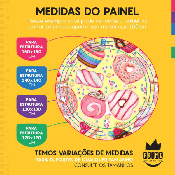 Painel Redondo 3D Confeitaria Tecido Sublimado - Image 4