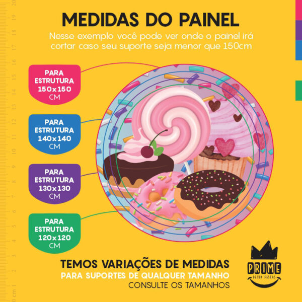 Painel Redondo 3D Confeitaria Tecido Sublimado - Image 4