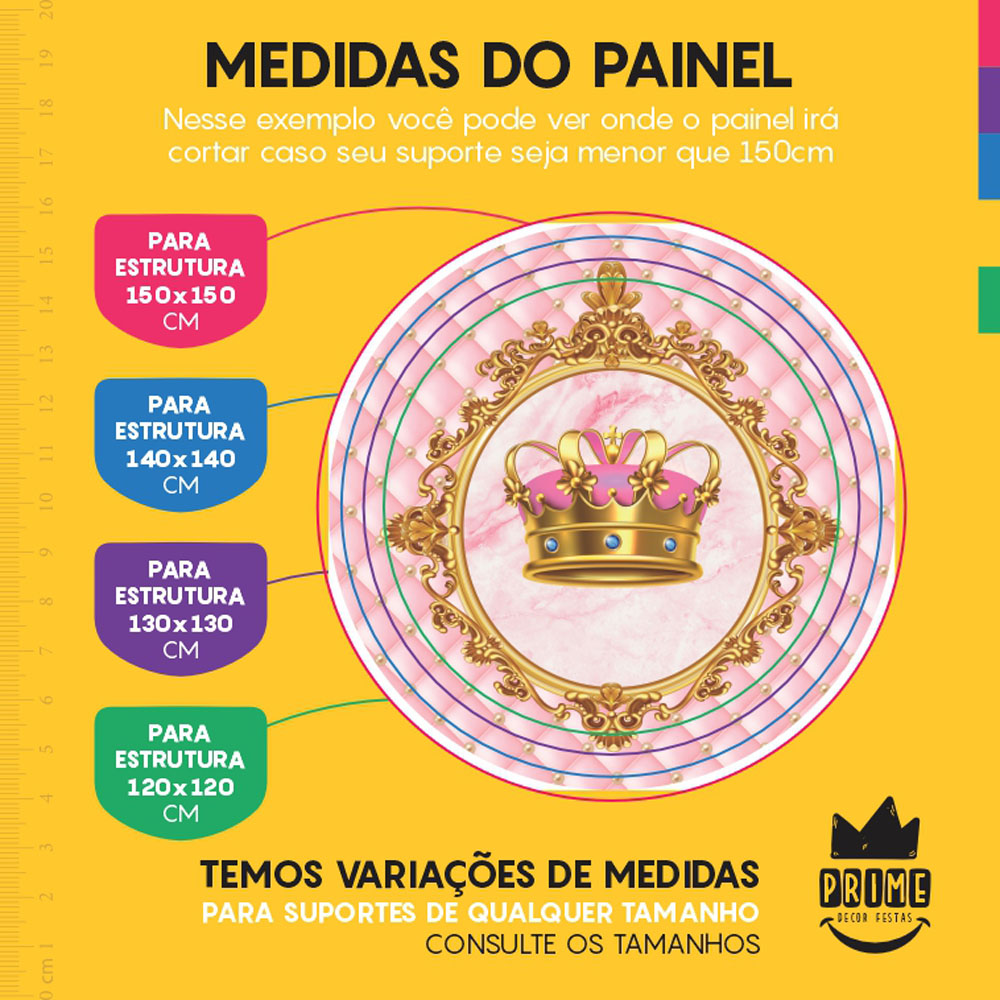 Painel Redondo 3D Coroa Rosa Tecido Sublimado - Imagem 4