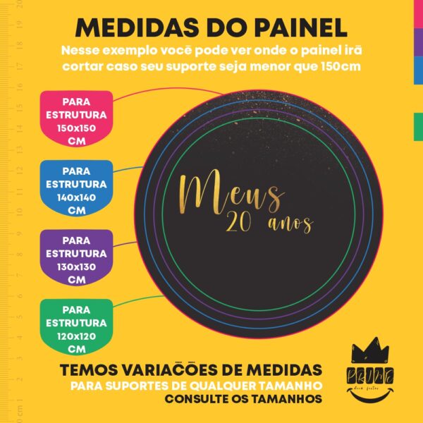 Painel Redondo 3D Meus 20 Anos Tecido Sublimado - Image 4