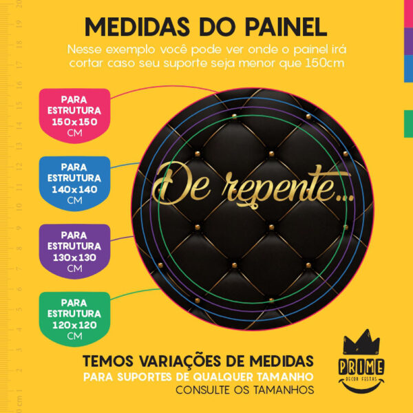 Painel Redondo 3D De Repente Tecido Sublimado - Image 4