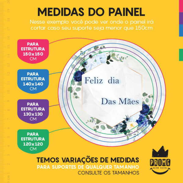 Painel Redondo 3D Dia das Mães Tecido Sublimado - Image 4