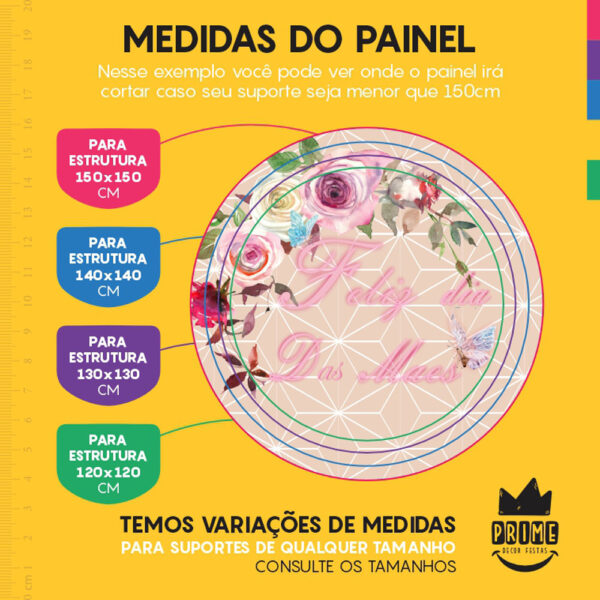Painel Redondo 3D Dia das Mães Tecido Sublimado - Image 4