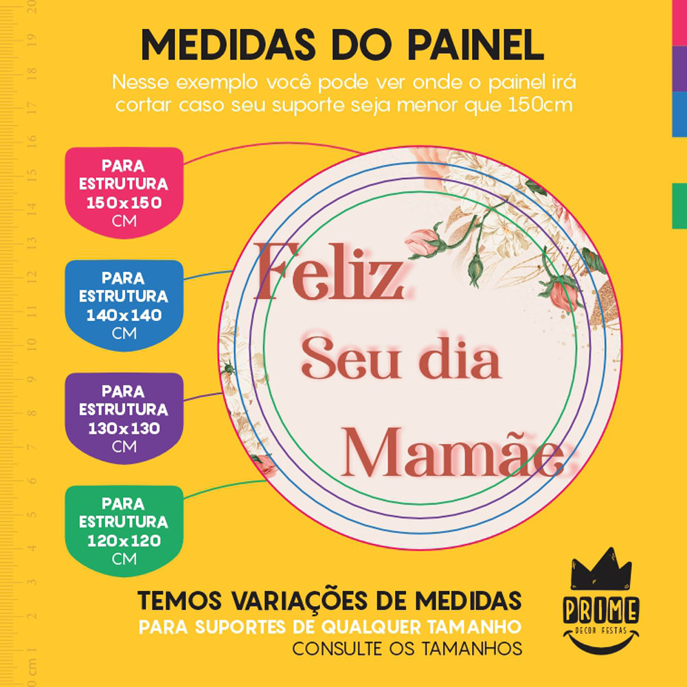 Painel Redondo 3D Dia das Mães Tecido Sublimado - Imagem 4