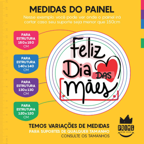 Painel Redondo 3D Feliz Dia das Mães Tecido Sublimado - Image 4