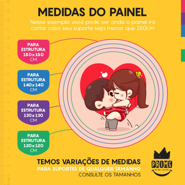 Painel Redondo 3D Dia dos Namorados Tecido Sublimado - Image 4