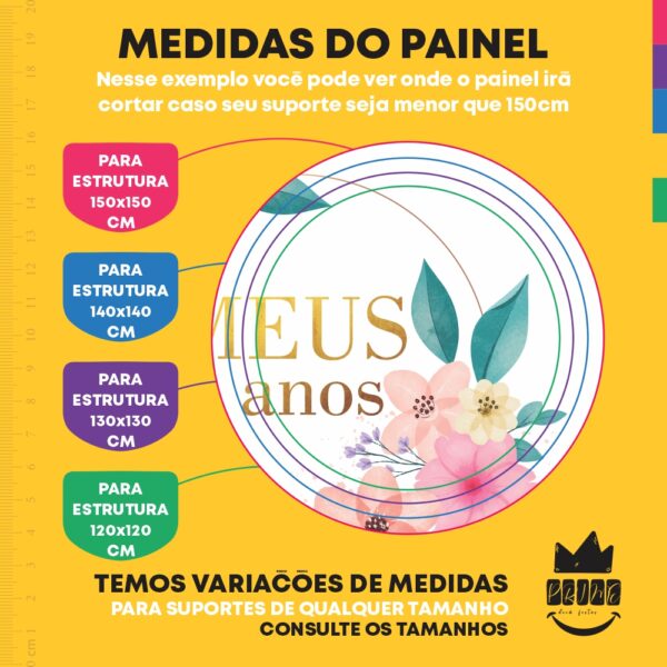 Painel Redondo 3D Meus 50 Anos Tecido Sublimado - Image 4