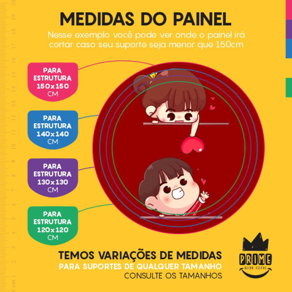 Painel Redondo 3D Dia dos Namorados Vermelho Tecido Sublimado - Image 4