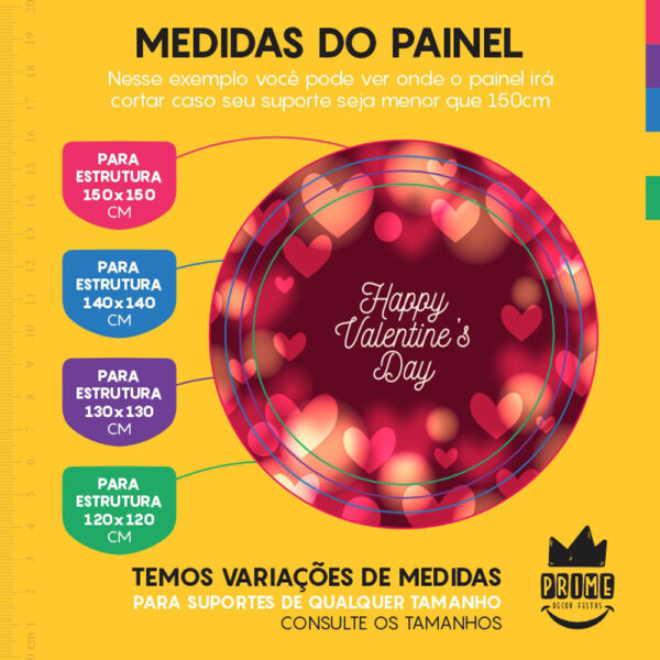 Painel Redondo 3D Dia dos Namorados Tecido Sublimado - Image 4