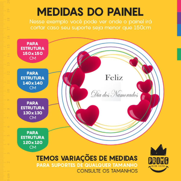 Painel Redondo 3D Feliz Dia dos Namorados Tecido Sublimado - Image 4