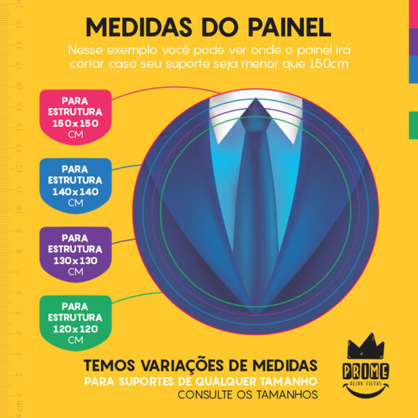Painel Redondo 3D Dia dos Pais Terno Azul Tecido Sublimado - Image 4