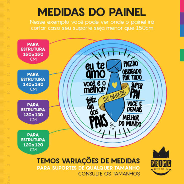 Painel Redondo 3D Dia dos Pais Azul Tecido Sublimado - Image 4