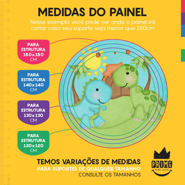 Painel Redondo 3D Dino Baby Tecido Sublimado - Image 4