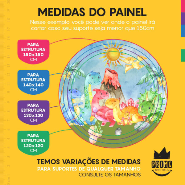 Painel Redondo 3D Dino Baby Tecido Sublimado - Image 4